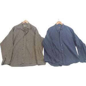 Eddie Bauer Shirts Mens XL Blue Plaid Dress Causal Formal Wedding Work Relax TWO